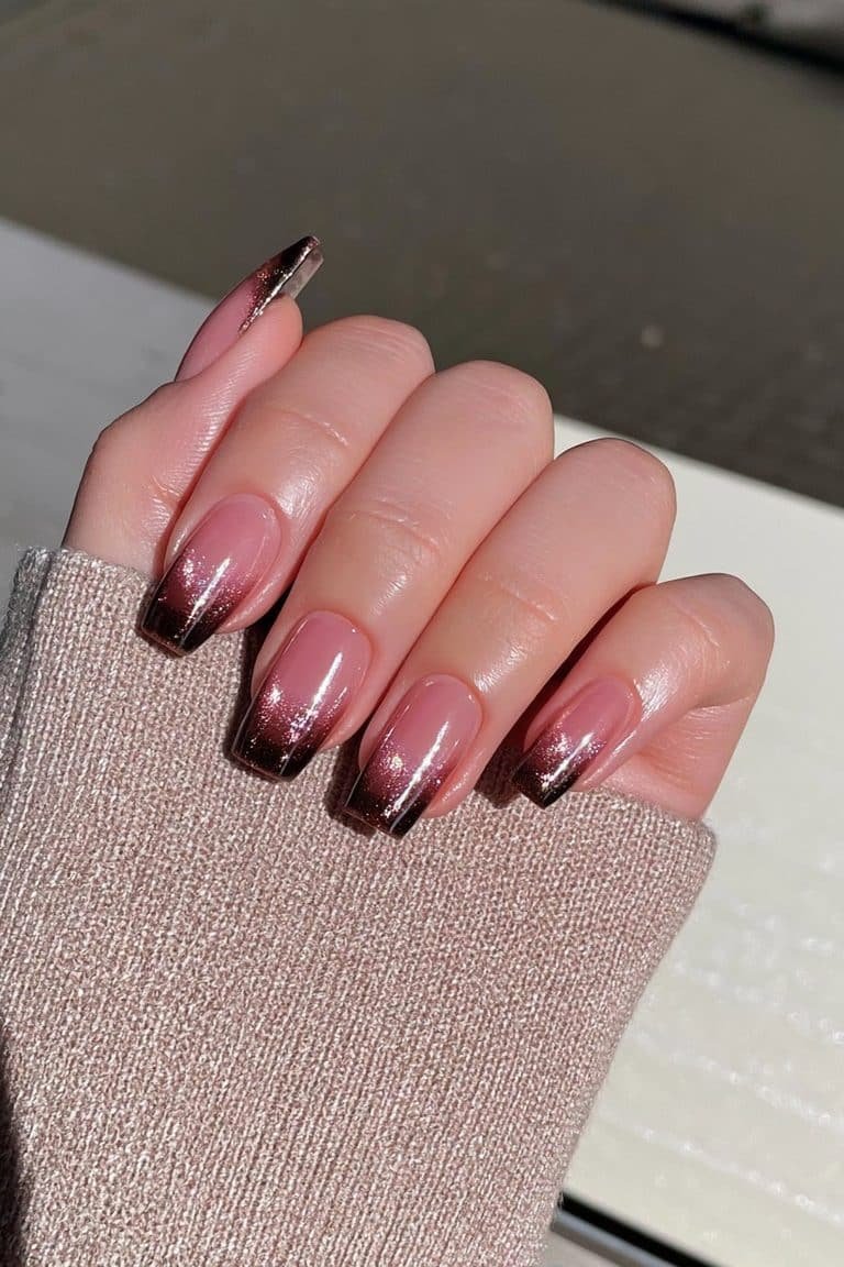 Translucent espresso brown jelly nails with rich coffee tones and glossy depth