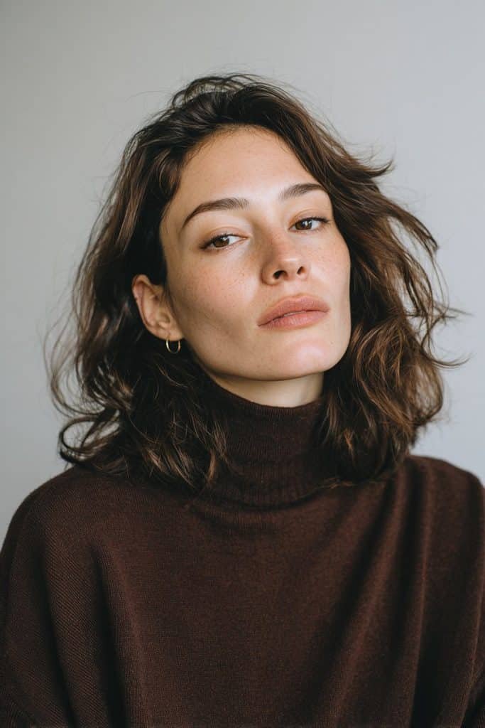 Maple brown hair with deeper chocolate-brown lowlights for natural depth