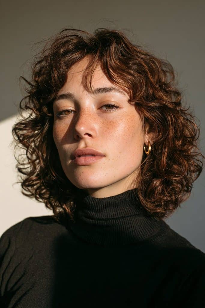 Defined mulled wine curls with rich burgundy, muted plum, and cherry-wine tones
